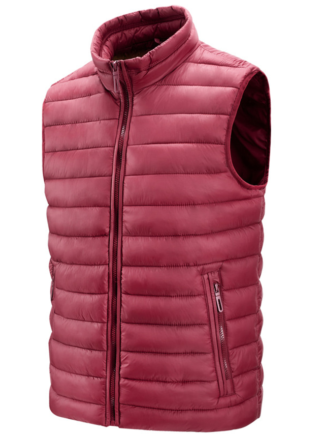  gilet outerwear men's lightweight softshell vest windproof quilted puffer sleeveless jacket outdoor stand collar downvest jacket stylish (color : red, size : medium)