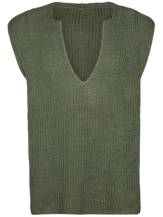  Men's Sweater Vest Crochet Knit Knitted Solid Color V Neck Basic Casual Outdoor Home Spring Summer Green M L XL / Winter / Sleeveless