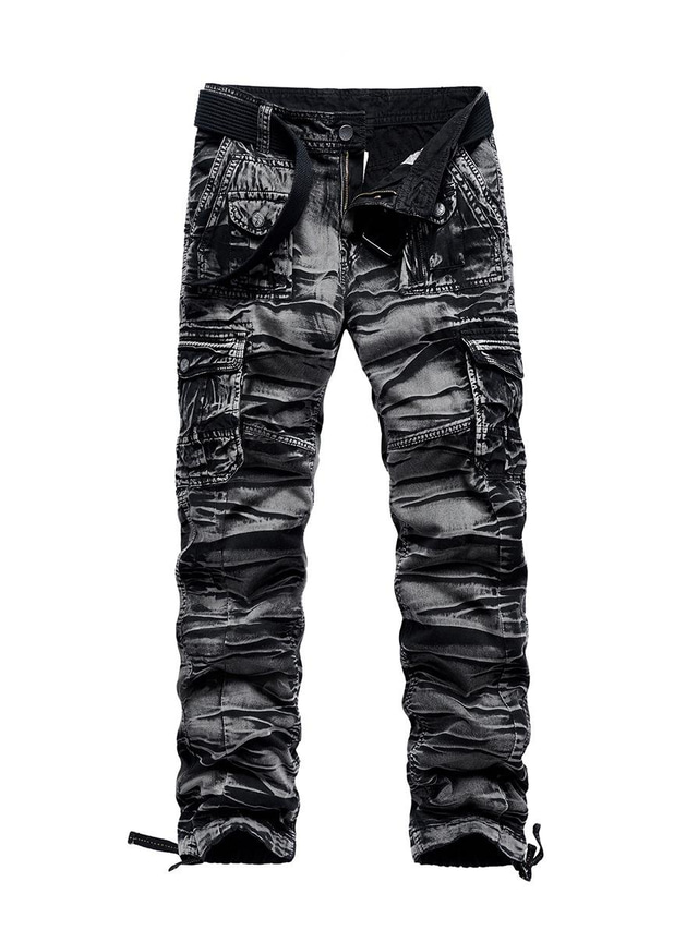  Men's Cargo Pants Trousers Multi Pocket Straight Leg Tie Dye Camouflage Full Length Cotton Black camouflage Army green camouflage Micro-elastic / Spring / Fall