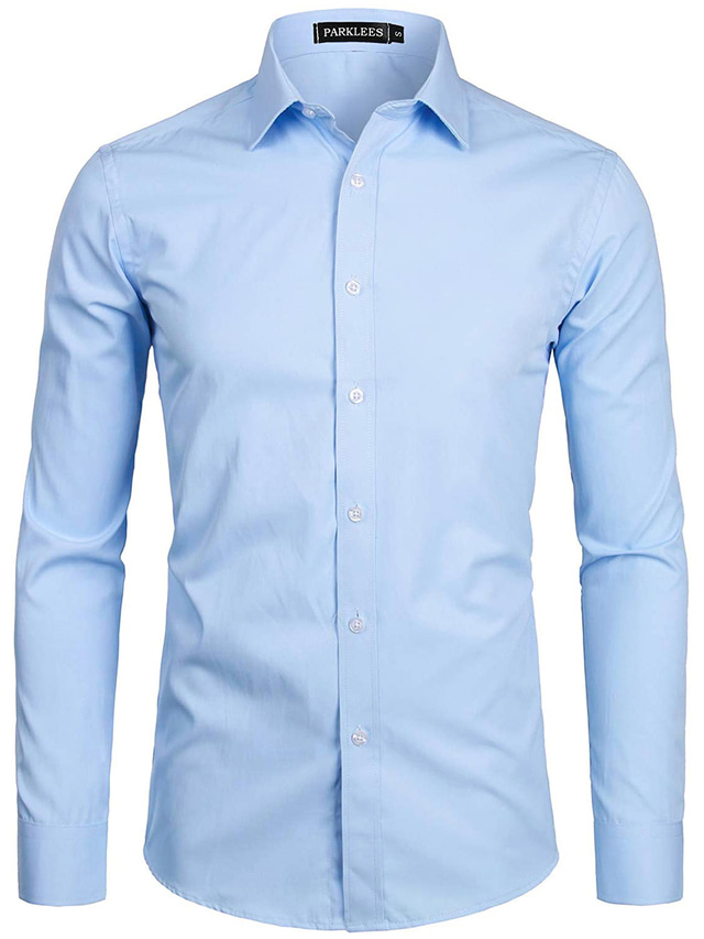  pánská košile jednobarevná párty topy s dlouhým rukávem polyester současný business basic klasik& nadčasový klasický límec modrá fialová červenající se růžová podzim zima / prodyšná/svatební