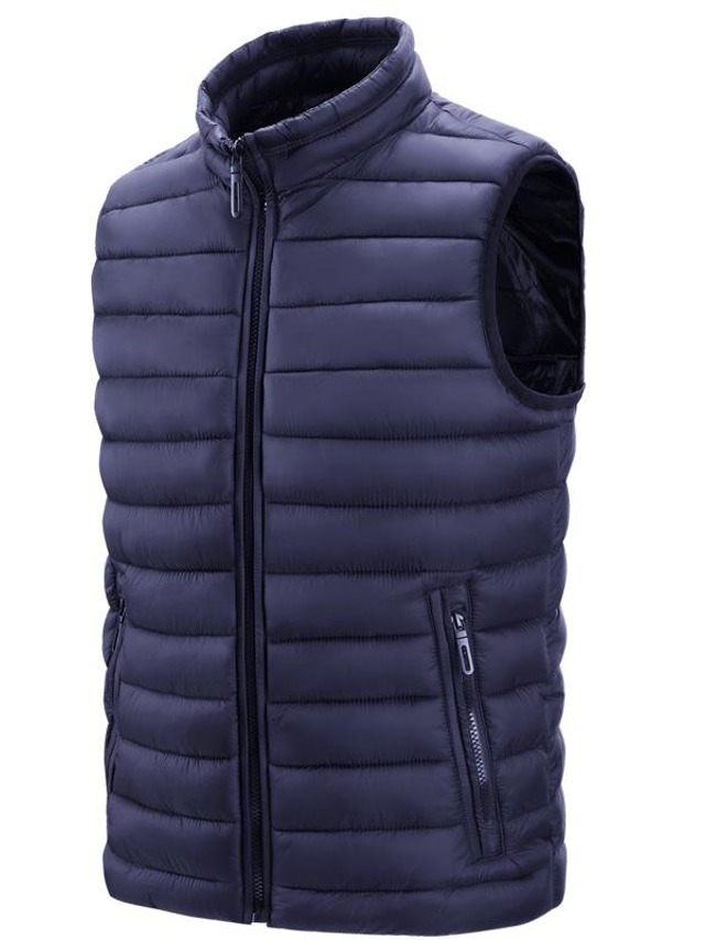  Men's Puffer Vest Wine Red Green Black Blue Yellow Clothing Apparel Cotton Essential