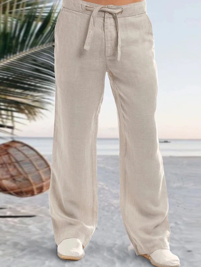 Homme Pantalon En Lin Pantalon Pantalons D contract s Poche Cordon homme-pantalon-en-lin-pantalon-pantalons-d-contract-s-poche-cordon