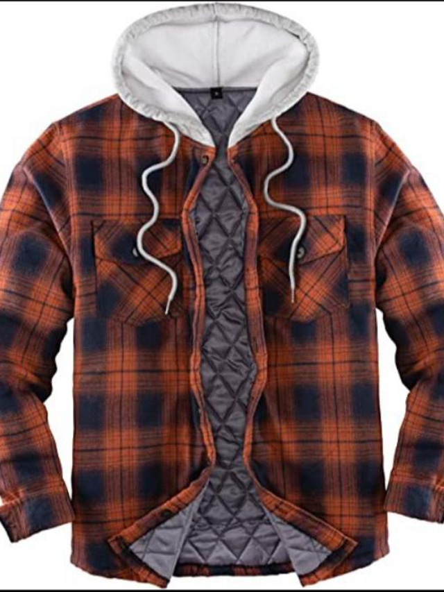  Men's Flannel Shirt Check Turndown White+Red White+Dark Gray Black+Grey+White Dusty Blue Green / White Print Street Daily Long Sleeve Button-Down Clothing Apparel Fashion Casual Comfortable