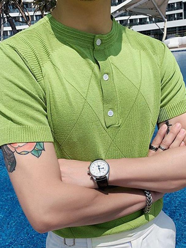  Hombre POLO polo de punto Camiseta Camisa Tribal Cuello Barco Verde Trébol Exterior Hogar Tops