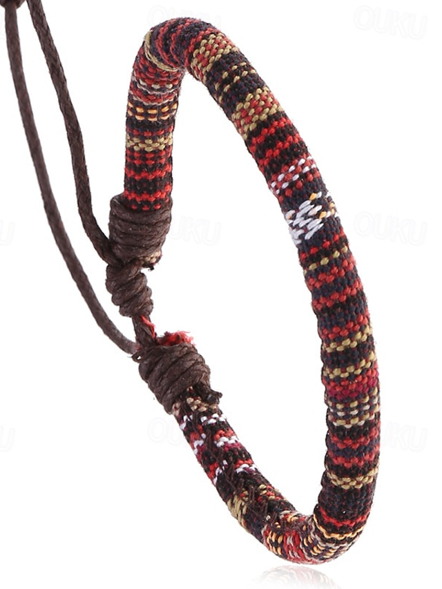  Homens Mulheres Pulseira de tear Entrançado Doce Moda Simples Poliamida Pulseira de jóias Vermelho / Azul / Arco-íris Para Diário Feriado Festival
