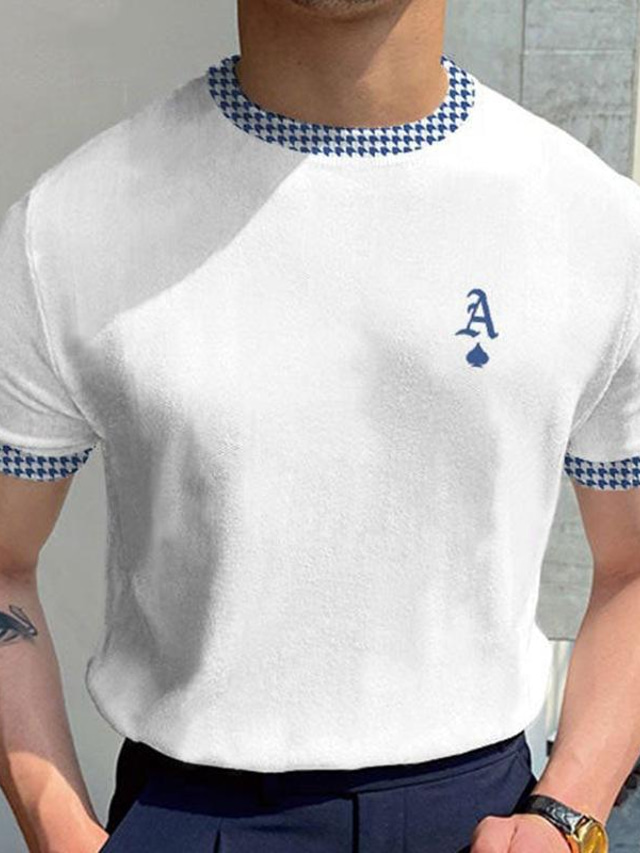  Herren T Shirt Hemd Stammes Rundhalsausschnitt Weiß Outdoor Heim Oberteile Büro Casual Klassisch Muskel