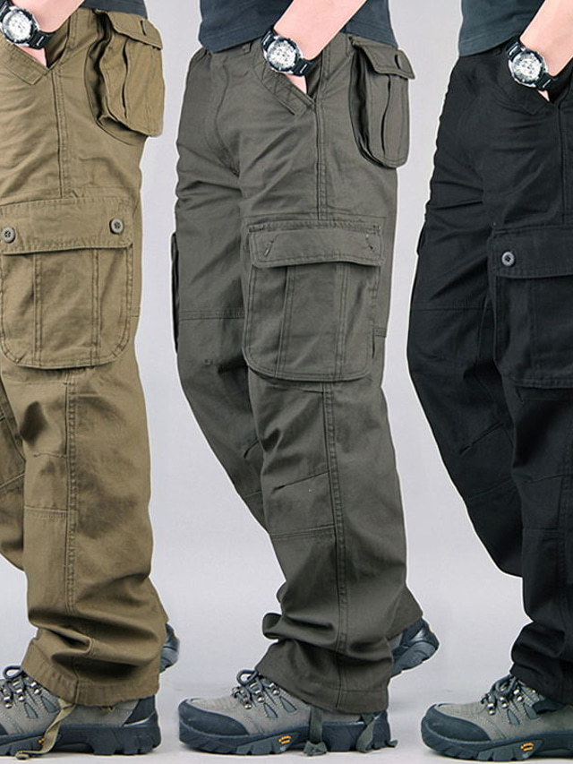  Men's Cargo Pants Trousers Work Pants Multi Pocket Solid Color Comfort Breathable Casual Daily Streetwear Sports Fashion ArmyGreen Grass Green Micro-elastic
