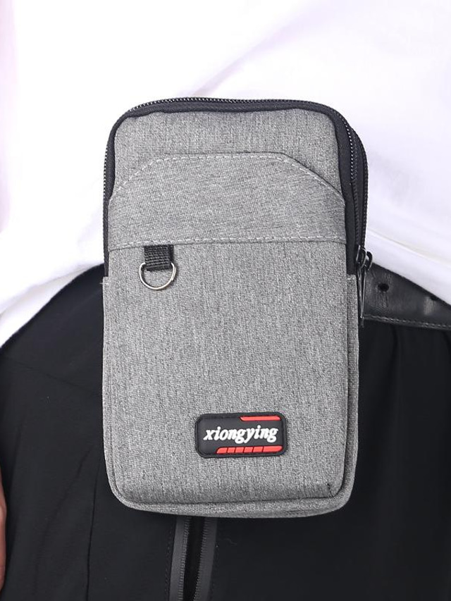  Men's Fanny Pack Crossbody Bag Canvas Daily Office & Career Two Layers of Black Straps and Hooks [7 Inch 18*11cm] Three layers of blue straps and hooks [7 inch 18*11cm] Two layers of dark gray straps