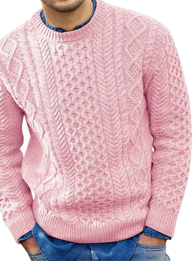  Męskie Sweter Sweter sweter Prążkowany Robić na drutach Skrócona długość Dzianiny Jednokolorowe Półgolf Podstawowy Elegancki Na zewnątrz Codzienny Odzież Zima Jesień Czarny Niebieski M L XL / Bawełna