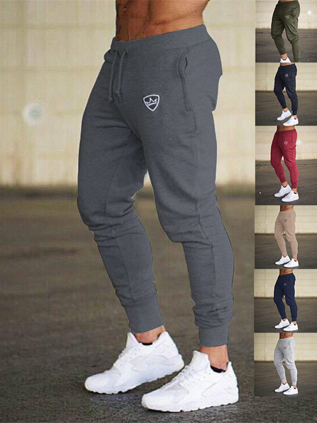  Муж. Спортивные штаны Спорт Геометрический рисунок Армейский Зеленый Черный Хаки S M L