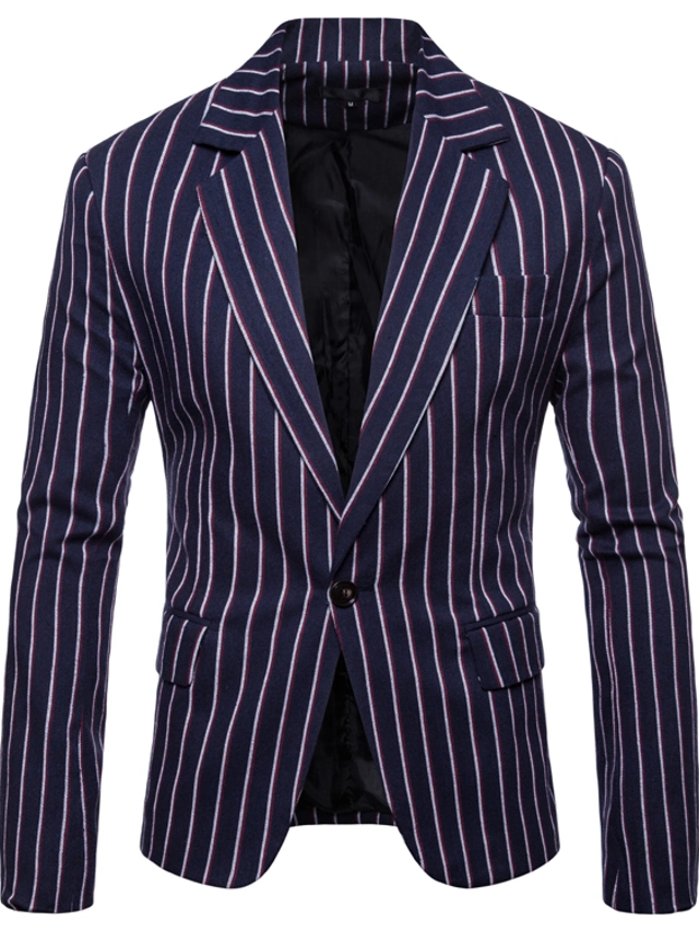 Blazer Homme Rayé Noir Et Blanc Coupe Ajustée British - Style Décontracté Chic 2023 - Coupe Slim
