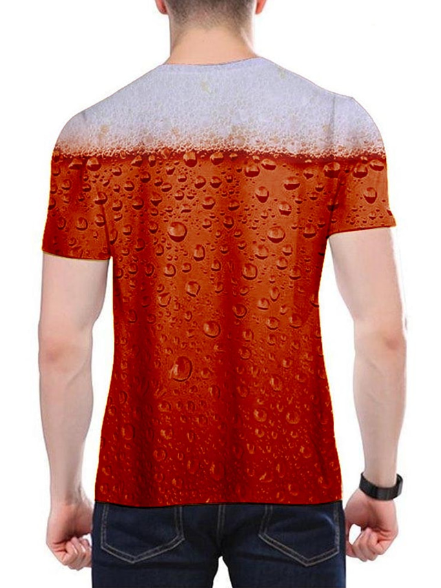  Hombre Graphic Burbuja Cerveza Camisa Camiseta Manga Corta Camiseta Impresión 3D Escote Redondo Camisa Ropa de calle Exagerado Diario Noche Oktoberfest Verde Claro Rojo Azul Piscina Ropa Normal S M L