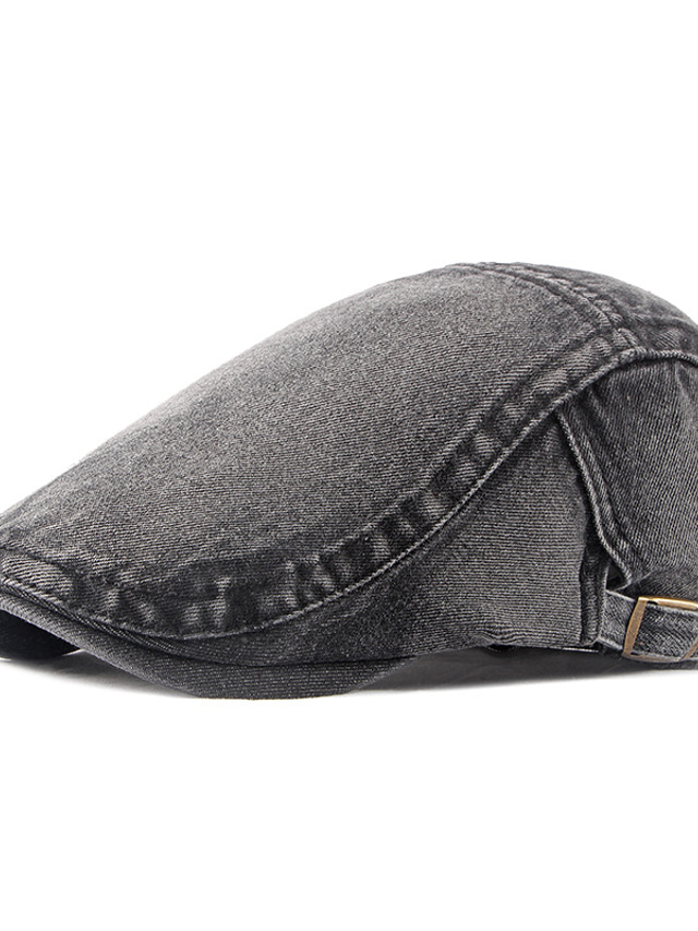  Bărbați Pălărie Beretă Bască Flat Stradă Buzunar reglabil Blugi Denim Culoare pură Portabil Confort Modă Negru