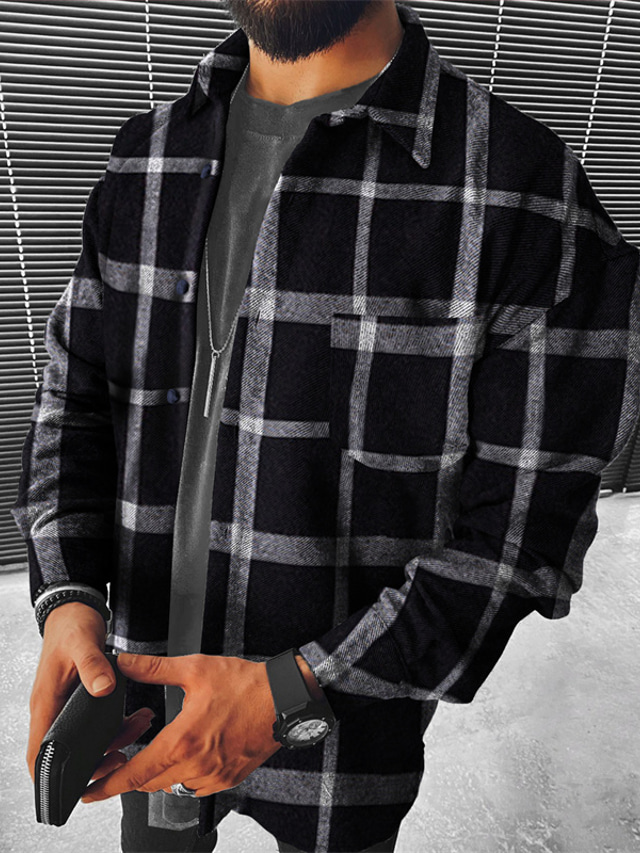  Ανδρικά Φανέλα πουκάμισο Μπουφάν πουκάμισο Πουκάμισο Fleece Πουκάμισο Παντελόνι Καρό Απορρίπτω Ρουμπίνι Μαύρο Καυτή σφράγιση ΕΞΩΤΕΡΙΚΟΥ ΧΩΡΟΥ Δρόμος Μακρυμάνικο Κουμπί-Κάτω Στάμπα Ρούχα