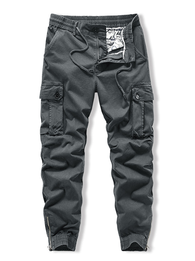  Męskie Spodnie cargo Spodnie Spodnie codzienne Multi Pocket Jednokolorowe Komfort Codzienny Wyjściowe 100% bawełna Moda miejska Prosty Czarny Zieleń wojskowa Elastyczny
