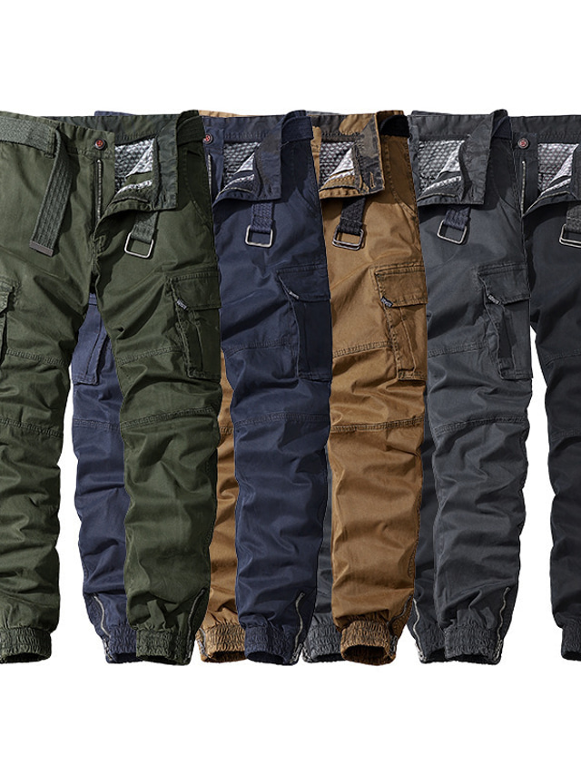  Herre Cargo-bukser Bukser Arbejdsbukser Multi lomme Ensfarvet Komfort Åndbart Afslappet Daglig Streetwear Bomuldsblanding Sport Mode Sort Blå Mikroelastisk