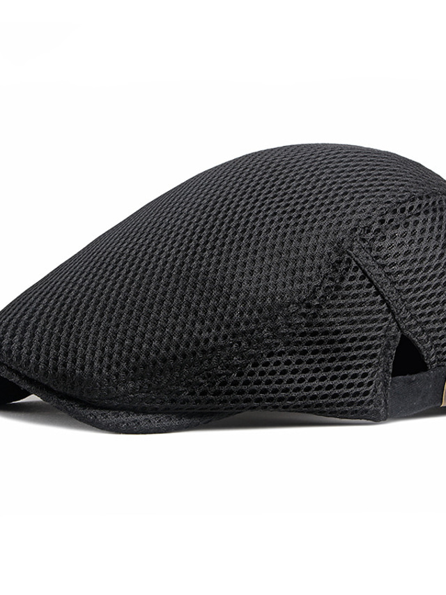  Men's Hat Beret Hat Flat Cap Street Dailywear Weekend Mesh Pure Color Portable Comfort Fashion Black
