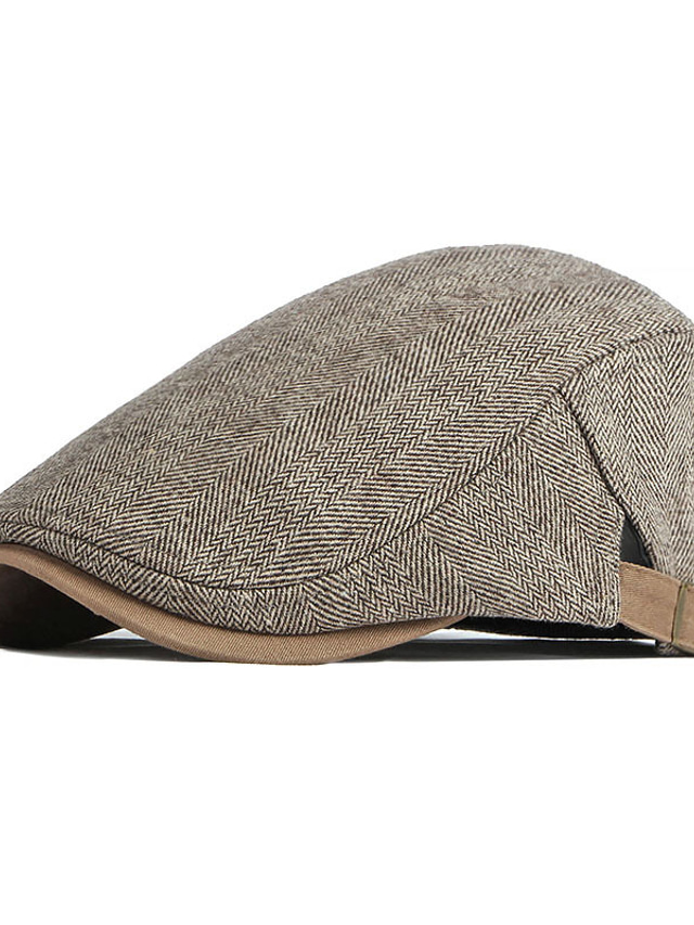  Men's Hat Beret Hat Flat Cap Street Dailywear Weekend Adjustable Buckle Stripe Portable Comfort Fashion Black