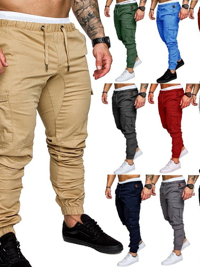 Pantalon De Jogging Homme – Coupe Large, Tissu Stretch (80% Coton, 20% Polyester) – Ceinture Élastique Avec Cordon – Poches Cargo – Pour Sport Et Quotidien - 5