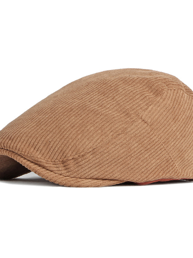  Men's Hat Beret Hat Flat Cap Street Dailywear Weekend Adjustable Buckle Pure Color Portable Comfort Fashion Black