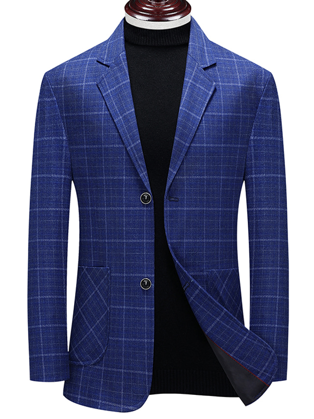 Men's Fashion Blazer Regular Standard Fit Checkered Single Breasted Two ...