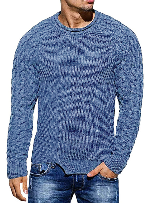  Męskie Sweter Sweter sweter Prążkowany Robić na drutach Skrócona długość Dzianiny Kolorowy blok Półgolf Podstawowy Elegancki Na zewnątrz Codzienny Odzież Zima Jesień Biały / Czarny Czarny M L XL