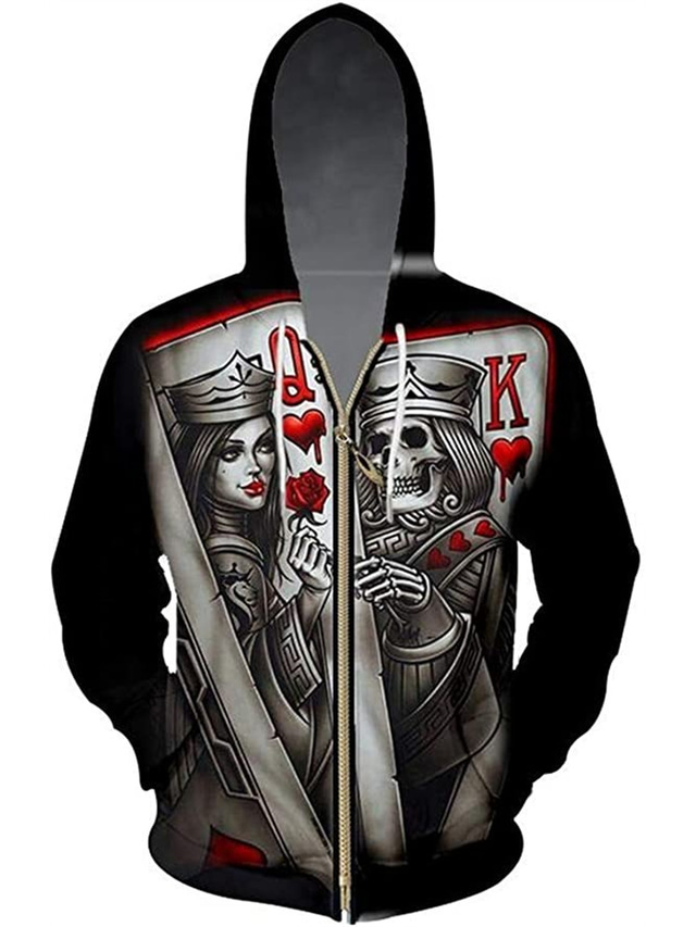  Men's Hoodie Full Zip Hoodie Jacket Lightweight Hoodie Black And White Black Yellow Red Gold Hooded Color Block Skull Graphic Prints Zipper Casual Daily Sports 3D Print Designer Sportswear Casual