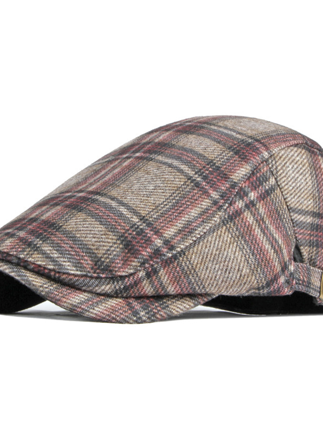  Homme Chapeau Béret Chapeau Beret Plein Air Quotidien Fin de semaine Boucle réglable Plaid Portable Confort Mode Noir