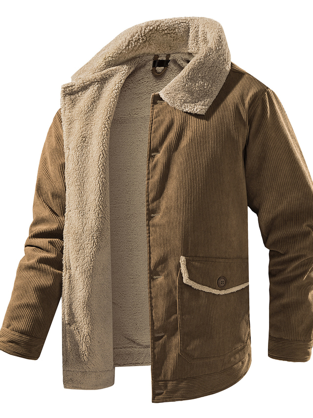  Men's Coat Sherpa jacket Coat Green Black Light Brown Casual Daily Wear Winter S M L XL XXL