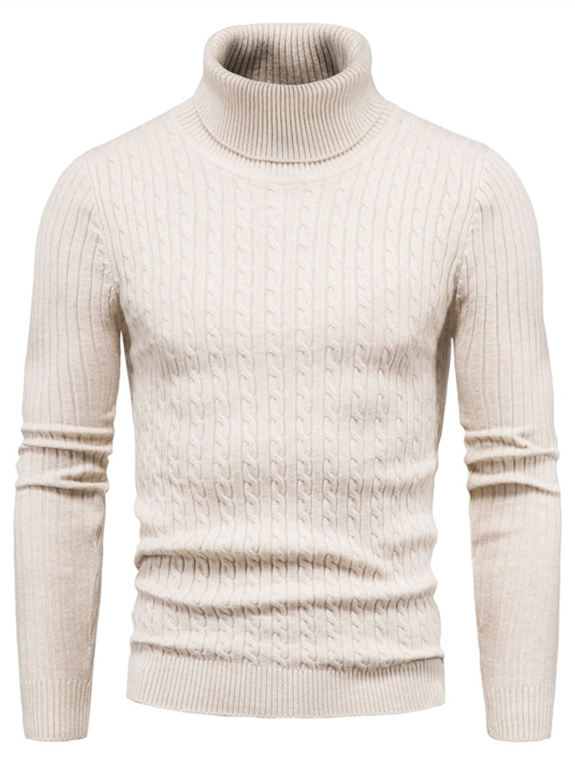  Męskie Sweter sweter Sweter z golfem Prążkowany Robić na drutach Skrócona długość Dzianiny Jednokolorowe Golf Zatrzymujący ciepło Współczesny współczesny Praca Dzienne zużycie Odzież Zima Wiosna i