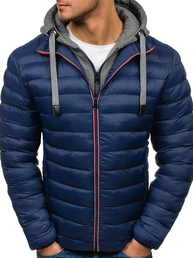  Men's Puffer Jacket Down Outdoor Casual Date Casual Daily Office & Career Solid / Plain Color Outerwear Clothing Apparel Green Blue Royal Blue / Winter