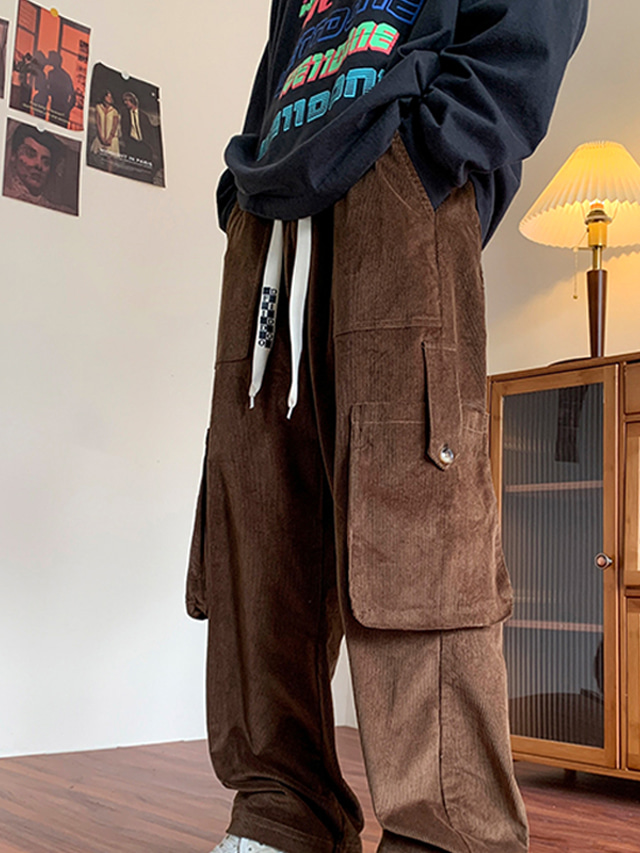  Ανδρικά Παντελόνια με τσέπες Παντελόνια Παντελόνι εργασίας Casual παντελόνι Κορδόνι Ελαστική μέση Πολλαπλή τσέπη Σκέτο Άνεση Αναπνέει Πλήρες μήκος Καθημερινά Εξόδου Streetwear Κοτλέ