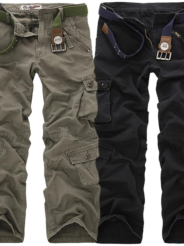  男性用 カーゴパンツ ズボン パラシュートパンツ マルチポケット 全長 コットン グラスアーミーグリーン アーシーグリーン マイクロエラスティック