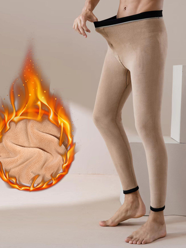  Men's Long Johns Thermal Underwear Thermal Pants Pure Color Tights / Leggings Home Daily Polar Fleece Warm Pant Elastic Waist Winter Dark Gray