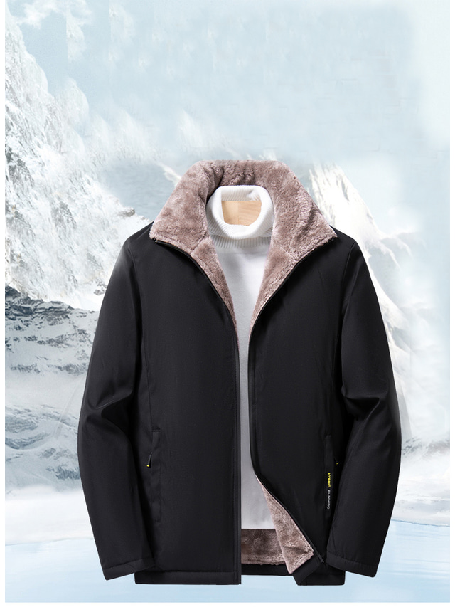  chaqueta sherpa para hombre chaqueta de invierno forro polar ribete de piel sintética trabajo diario formal otoño invierno abrigo regular ajuste holgado a prueba de viento cálido estilo clásico