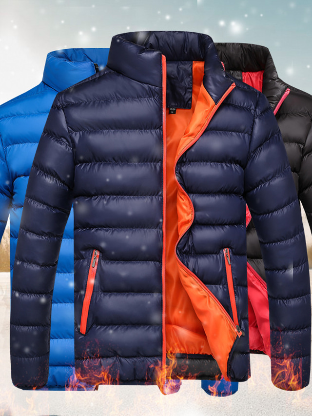  Férfi Puffer dzseki Téli kabát Télikabát Szélbiztos Meleg Hegymászás Tűzött Felsőruházat Ruházat Fekete Medence Burgundi vörös