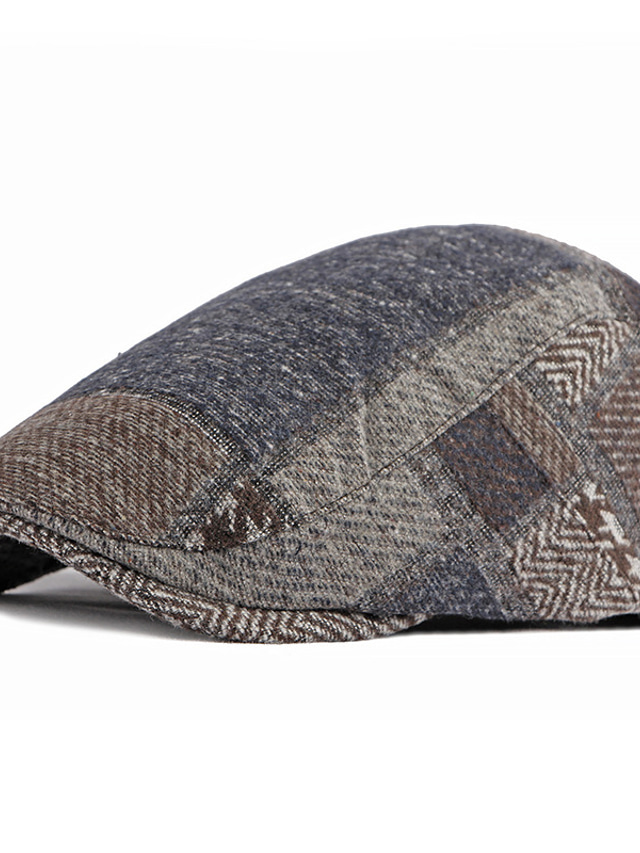  Men's Hat Beret Hat Flat Cap Street Dailywear Weekend Splice Color Block Portable Comfort Fashion Black
