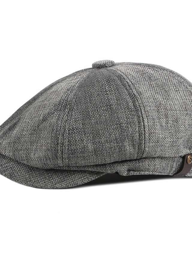  Men's Hat Beret Hat Street Dailywear Weekend Rivet Adjustable Buckle Pure Color Portable Comfort Breathable Fashion Black