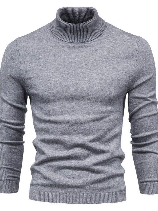  Men's Turtleneck Sweater Pullover Ribbed Knit Cropped Knitted Solid Color Turtleneck Keep Warm Modern Contemporary Work Daily Wear Clothing Apparel Winter Spring &  Fall Blue Yellow S M L / Weekend