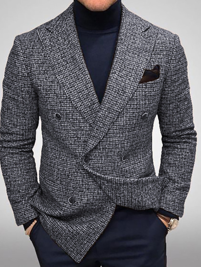 Blazers Pour Hommes 2021 Printemps Vintage À Carreaux Veste de Costume Britannique de Style Décontracté Blazer Slim Fit Hommes Mode Formelle Veste de Smoking / Costumes et blazers