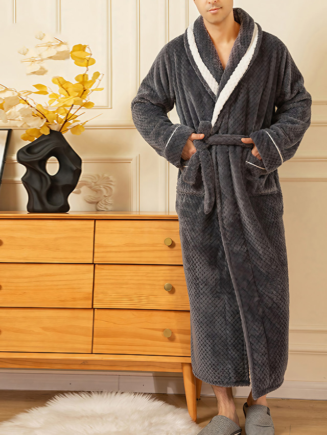 Peignoir Court Homme REVISE - Chaud Et élégant - Coton Et Polyester - Taille S à 4XL