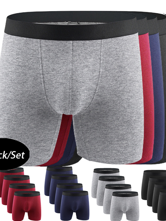  Men's 4 Pack Boxers Underwear Boxer Briefs Pack  Moisture-Wicking Underwear Multipack Stretch-Cotton Boxer Briefs