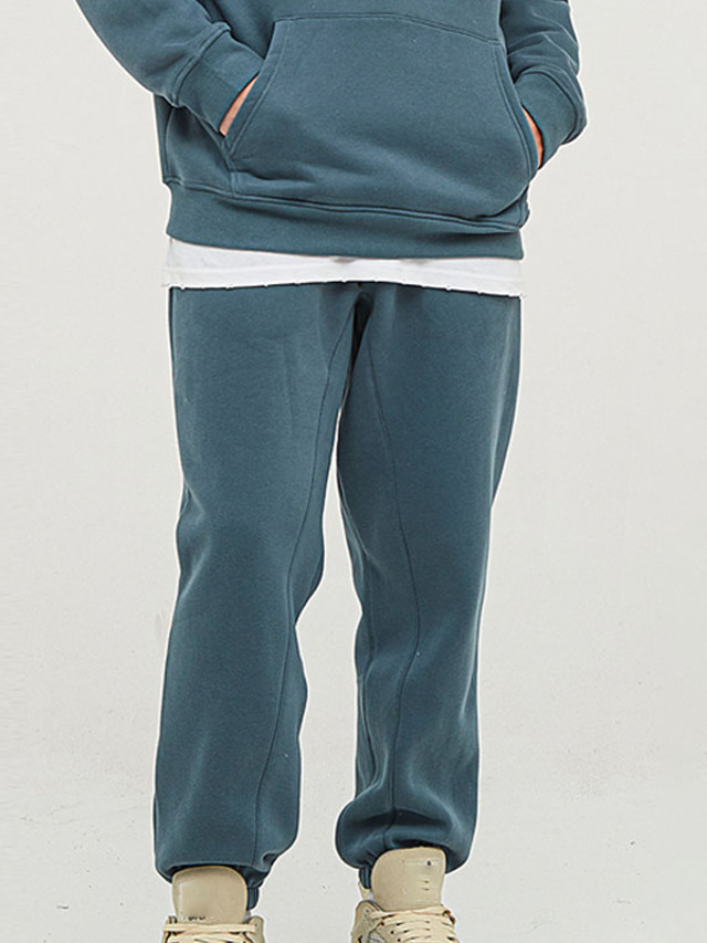  Męskie Spodnie polarowe Uprawiający jogging Spodnie zimowe Spodnie Spodnie codzienne Kieszeń Ściągana na sznurek Jednokolorowe Komfort Ciepłe Codzienny Wyjściowe 100% bawełna Moda miejska Gęstnieć