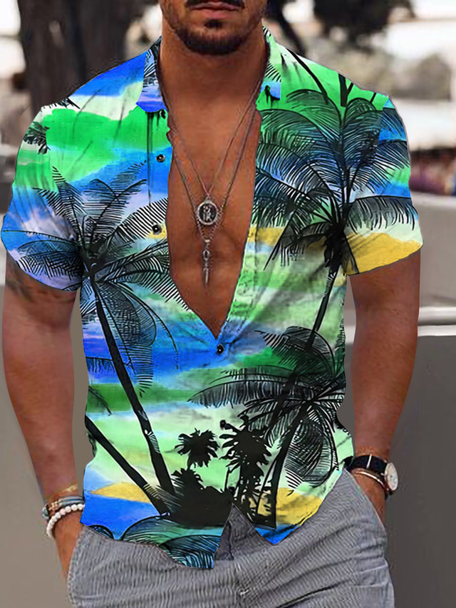 Camisa Hawaiana Para Hombre, Estilo Tropical, Holgada, De Manga Corta