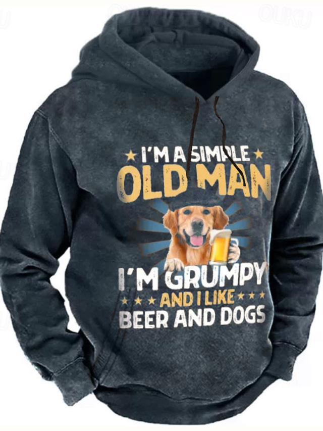  Men's Dog Graphic Prints Hoodie Hoodies Sweatshirt Pullover Hoodie Sweatshirt Long Sleeve Hooded Sweatshirt Hooded Streetwear 3D Print Daily Sports Black Navy Blue Print Spring &  Fall Designer