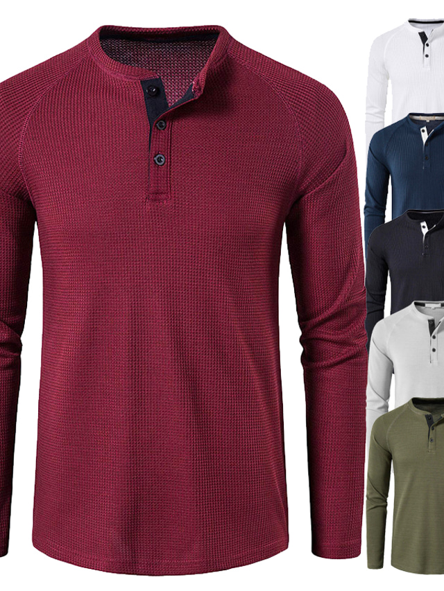  herenkleurige button-down casual tops met lange mouwen, eenvoudig basic formeel mode-t-shirt effen