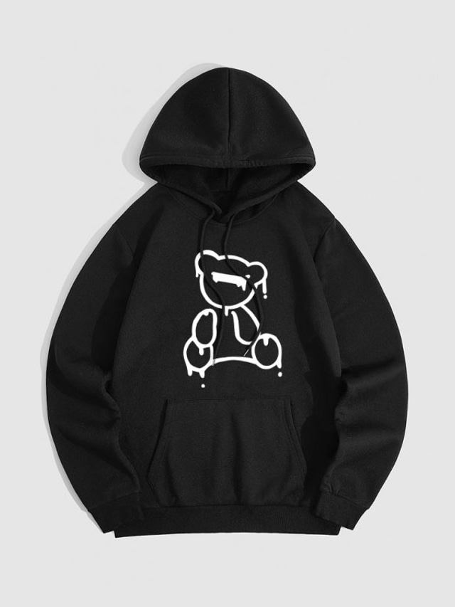  Homme Sweat à capuche Noir Rouge Beige Blanche Capuche Graphic Ours Imprimer Sport & Loisir Des sports Vêtement de rue Estampage à chaud basique Vêtement de rue Casual Hiver Automne Vêtement Tenue