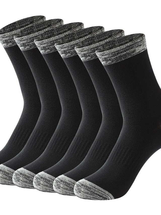  Men's 5 Pairs Socks Crew Socks Casual Socks Black White Color Cotton Solid Colored Casual Daily Sports Medium Spring, Fall, Winter, Summer Fashion Comfort