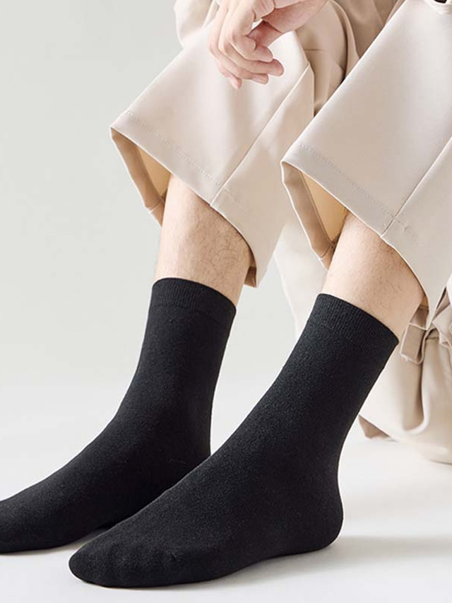  Herren 5 Paare Socken Anzug Socken Socken Stricken Freizeitsocken Schwarz Weiß Farbe Baumwolle Einfarbig Casual Täglich Warm Winter Modisch Komfort