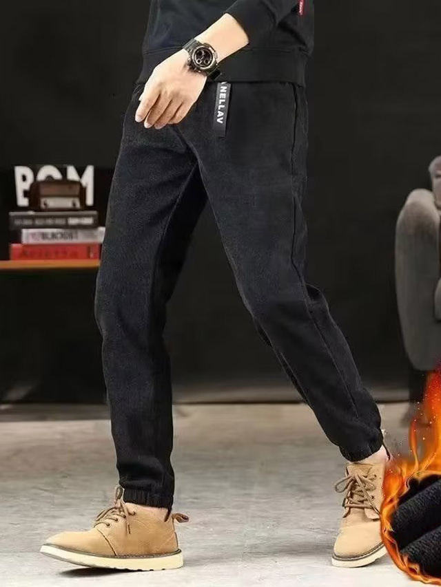  Męskie Spodnie polarowe Uprawiający jogging Spodnie sztruksowe Spodnie zimowe Spodnie Kieszeń Ściągana na sznurek Elastyczny pas Jednokolorowe Komfort Ciepłe Codzienny Wyjściowe Streetwear Sztruks